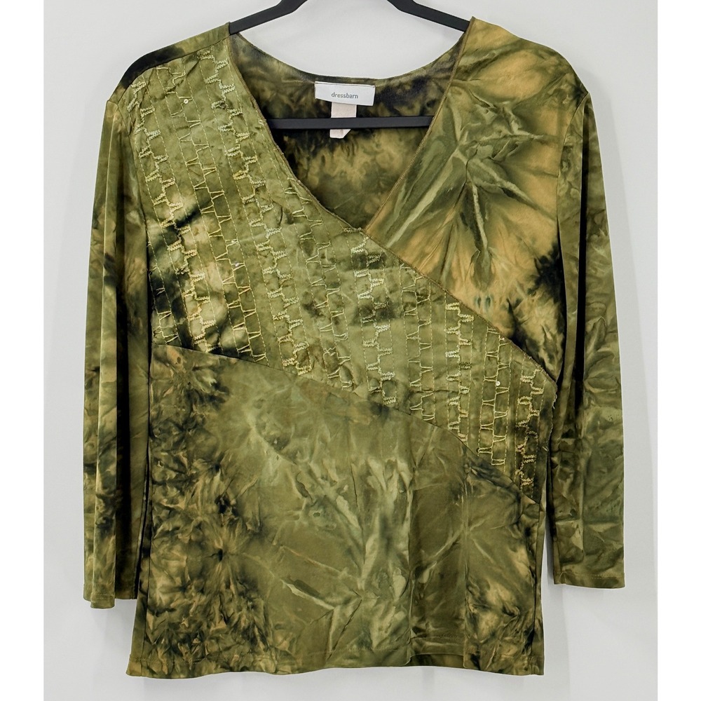 Vtg 90s y2k Dressbarn Green Sequin Embroidered Top Fairy Grunge Whimsigoth
